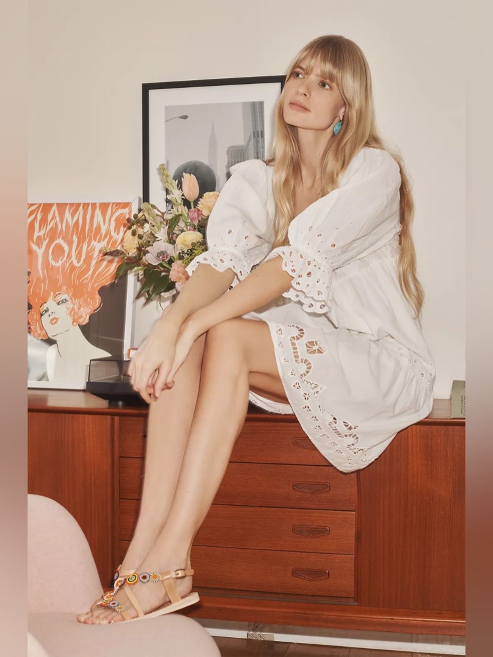 Anthropologie Audrina Eyelet Mini Dress Size M